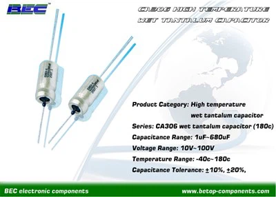 Condensateur axial au tantale CA306 à 180 degrés C